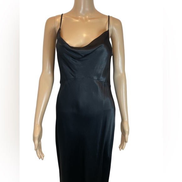 Anthropologie The Elyse Slip Sleek Black Satin Dress size S - Picture 2 of 5